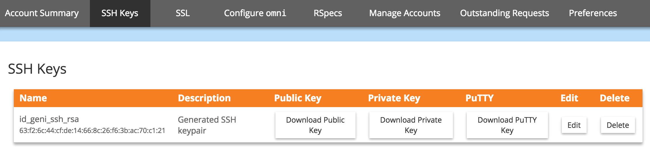 Download an SSH Key Pair