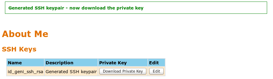 Generated SSH Key