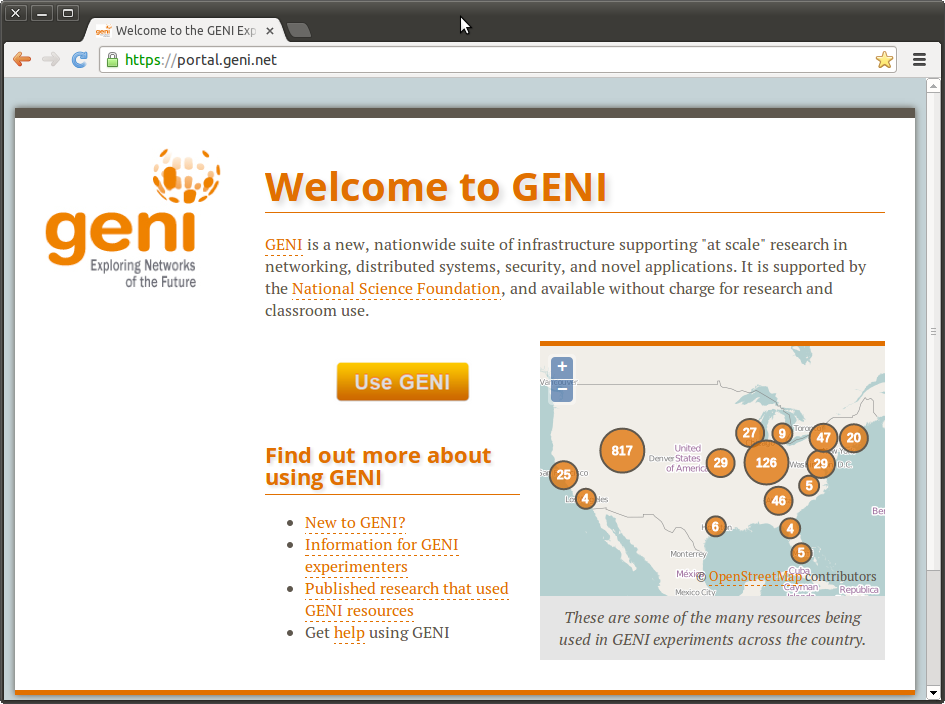 Geni Portal Welcome Screen